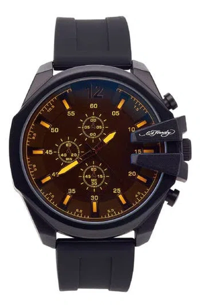 Ed Hardy Quartz Silicone Strap Watch, 53mm In Gray