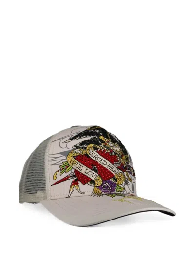 Ed Hardy Rhinestone-embellished Eagle-print Hat In Multi