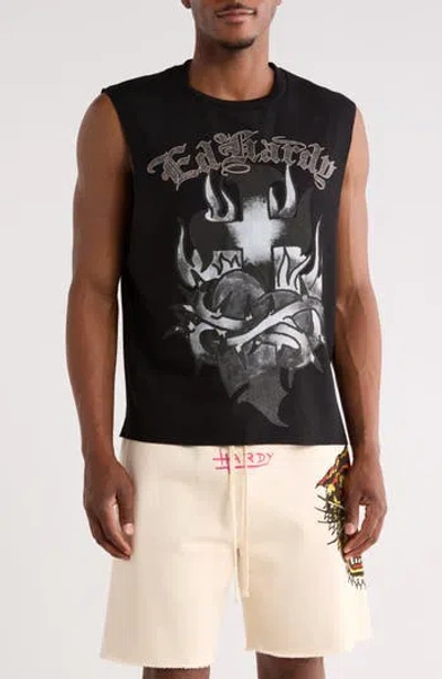 Ed Hardy Sacred Heart Graphic Tank In Black