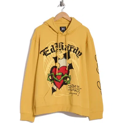 Ed Hardy Sacred Heart Hoodie In Yellow