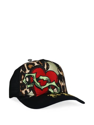 Ed Hardy Sacred Heart Trucker Hat In Black