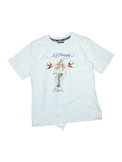 Pre-owned Ed Hardy Kids' Short Sleeve Top Blue Crew Neck Tops