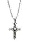 Ed Hardy Skull Cross Pendant Necklace In Metallic