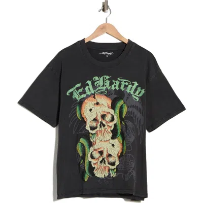 Ed Hardy Skull Snakes Cotton Graphic T-shirt In Black
