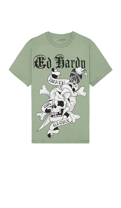 Ed Hardy Skull Tee In 浅橄榄色