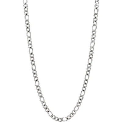 Ed Hardy Stainless Steel Figaro Chain Necklace In Metallic