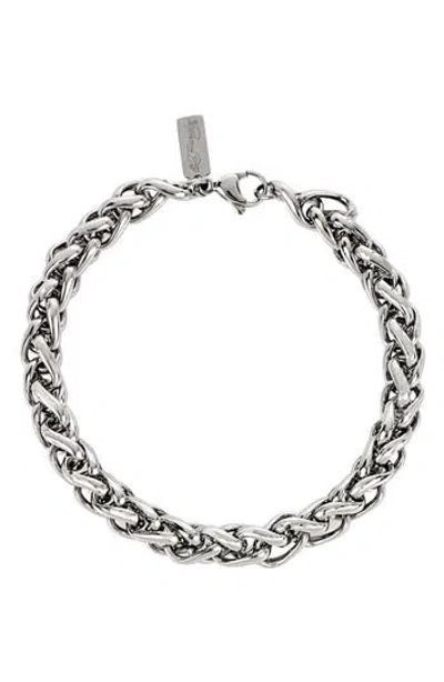 Ed Hardy Stainless Steel Wheat Chain Bracelet In Silver