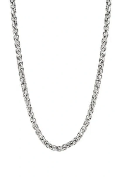 Ed Hardy Stainless Steel Wheat Chain Necklace In Metallic