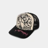 Ed Hardy Tiger Outline Trucker Hat In Black/off White