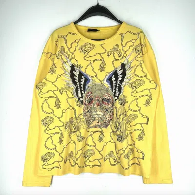 Pre-owned Ed Hardy Vintage Christian Audigier Sweatshirt  Y2k Size Xxl In Yellow