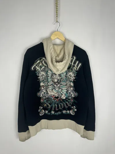 Pre-owned Ed Hardy Vintage Y2k  Hoodie In Black