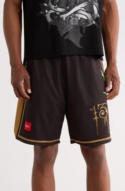 Ed Hardy Weed Skull Shorts In Brown