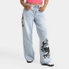 Ed Hardy Women's Dagger Heart Baggy Jeans In Light Tint