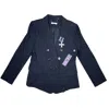 Ed Hardy Women's Double Breasted Embroidered Blazer In Black In Blue
