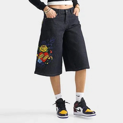 Ed Hardy Women's Eternal Love Long Denim Jorts