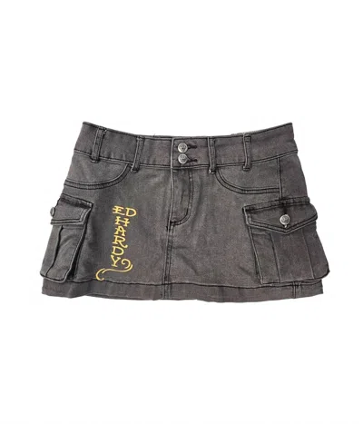 Ed Hardy Women's Koi Fish Cargo Skirt In Vintage Grey In Gray