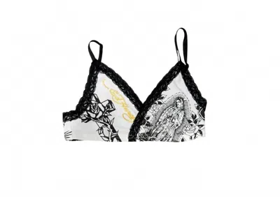 Ed Hardy Women's Mary Bralette Top In White In Black