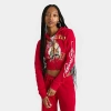 Ed Hardy Women's Mountain Tiger Fleece Full-zip Hoodie In Red