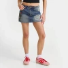 Ed Hardy Women's Panther Dagger Denim Mini Skirt In Blue