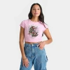 Ed Hardy Women's Rhinestone Koi Fish Baby T-shirt In Bubblegum
