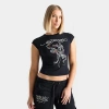 Ed Hardy Women's Rhinestone Panther Cap T-shirt In Black