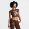 Ed Hardy Women's Rhinestone Tiger Baby T-shirt In Brown