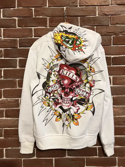 Pre-owned Ed Hardy X Unbrnd Unbranded Like Ed Hardy By Christian Audigier Drip Hoodie M In White