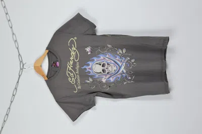 Pre-owned Ed Hardy X Vintage Don Ed Hardy Skulls Tee In Brown