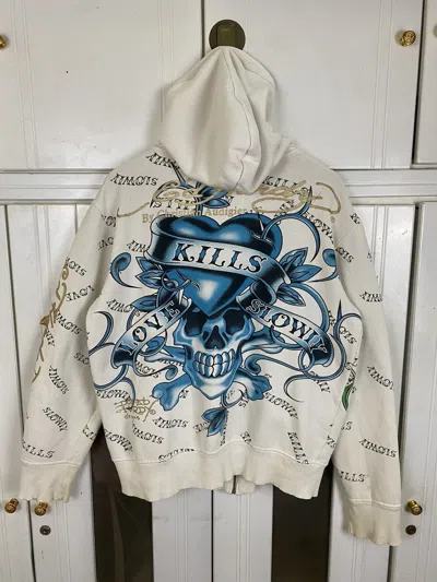 Pre-owned Ed Hardy X Vintage Ed Hardy By Christian Audigier Hoodies In White