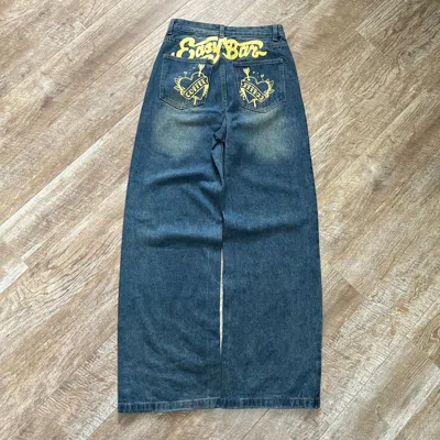 Pre-owned Ed Hardy X Vintage Ed Hardy Style Baggy Jeans In Blue