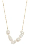 Ed Jacobs Nyc Imitation Pearl Frontal Necklace In Metallic
