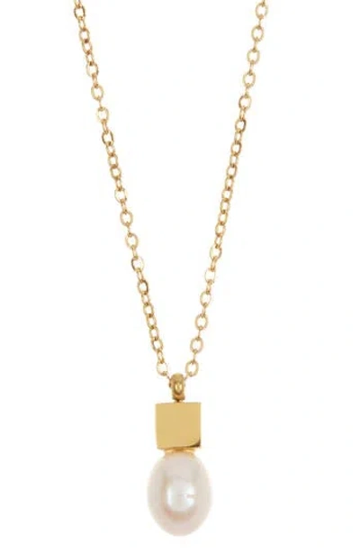 Ed Jacobs Nyc Imitation Pearl Pendant Necklace In Gold