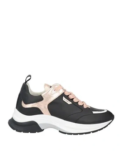 Ed Parrish Woman Sneakers Black Size 6 Leather, Textile Fibers