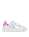 Ed Parrish Woman Sneakers Silver Size 7 Leather, Textile Fibers In Silver