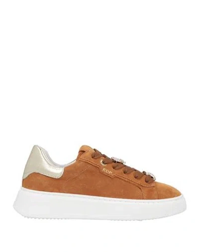 Ed Parrish Woman Sneakers Tan Size 7 Leather In Brown