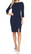 Ed Young Midi Knee Length Dress In Navy In Blue