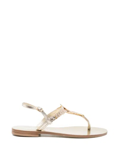 Eddi Cuomo Glass-embellished Sandals In Gold
