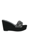 Eddicuomo Woman Sandals Black Size 8 Leather In Black