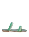 Eddicuomo Woman Sandals Green Size 7 Textile Fibers