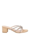 Eddicuomo Woman Sandals Sand Size 7 Leather In Beige