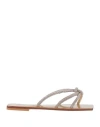 Eddicuomo Woman Sandals Sand Size 7 Leather In Beige