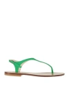 Eddicuomo Woman Thong Sandal Green Size 6 Calfskin