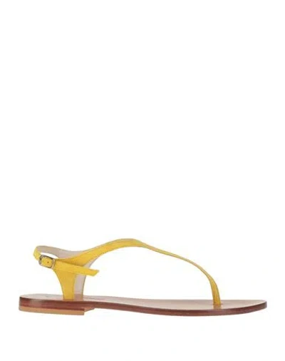 Eddicuomo Woman Thong Sandal Mustard Size 8 Leather