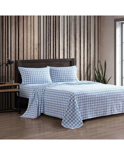 EDDIE BAUER EDDIE BAUER 200 THREAD COUNT ARROWHEAD TARTAN PRINTED COTTON FLANNEL SHEET SET