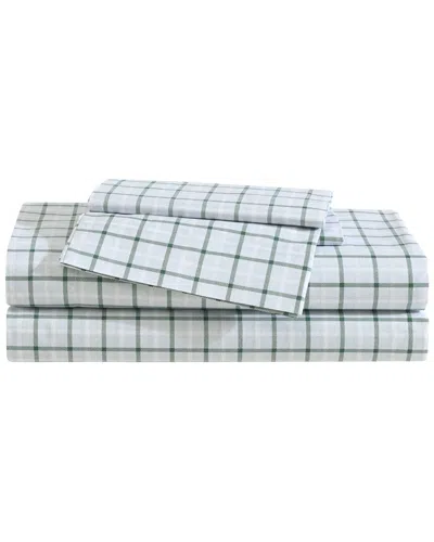 EDDIE BAUER EDDIE BAUER 200 THREAD COUNT CLASSIC TATTERSALL PLAID COTTON PERCALE SHEET SET