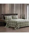 Eddie Bauer 200 Thread Count Heartland Plaid Cotton Flannel Sheet Set In Green
