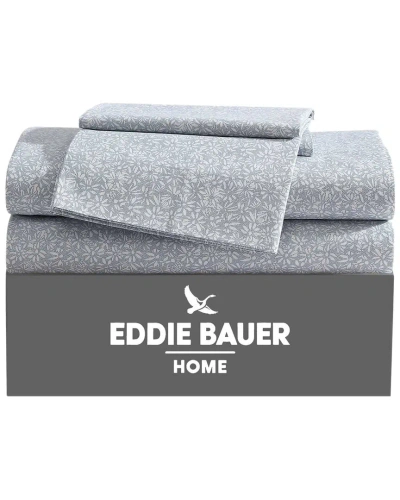 Eddie Bauer 200 Thread Count Little Blossom Cotton Percale Sheet Set In Gray