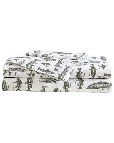 Eddie Bauer 200 Thread Count Wes Fish Face Cotton Percale Sheet Set