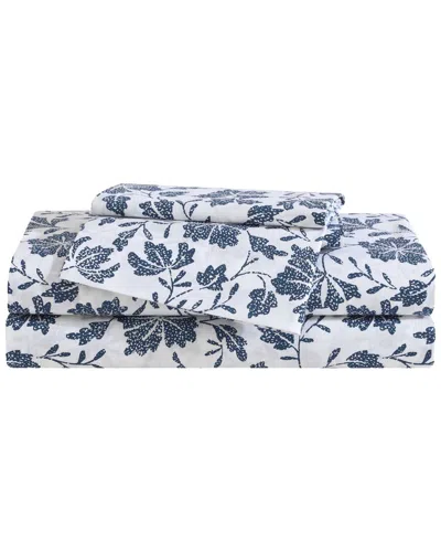 EDDIE BAUER EDDIE BAUER 200 THREAD COUNT WOODBLOCK FLORAL COTTON PERCALE SHEET SET