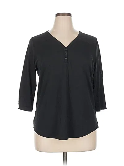 Pre-owned Eddie Bauer 3/4 Sleeve Blouse In Black